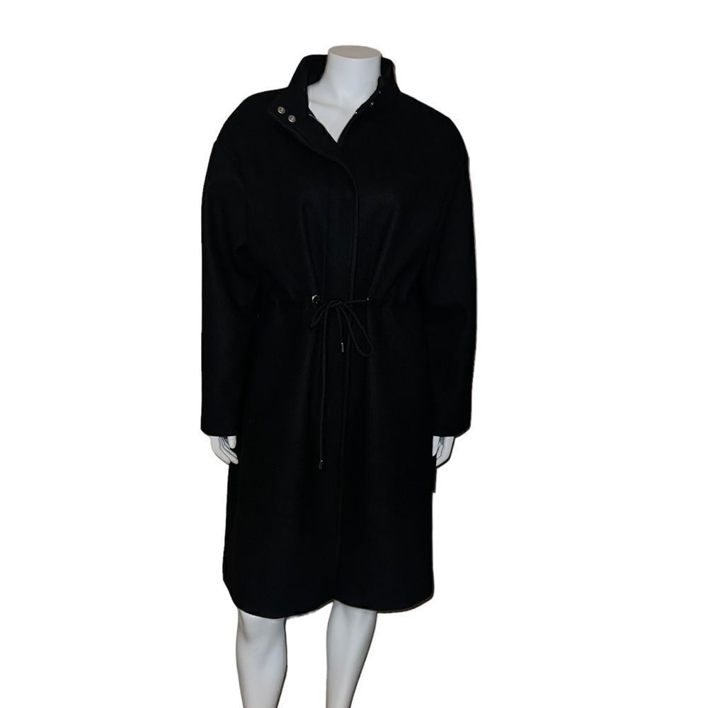 Kenneth Cole Single-Breasted Anorak Coat Black 17OMW234 Womens Large NWT